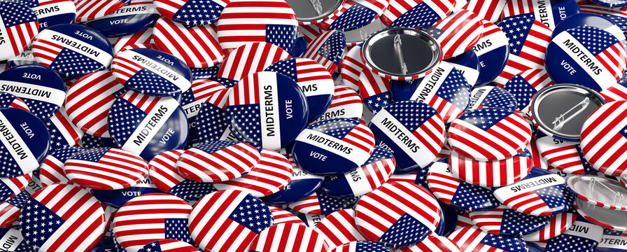 USA midterm elections round badges - web banner - 3D illustration
