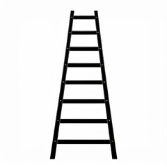 A Black Ladder Ascends Vertically Against a Stark White Background Offering a Clean Minimalist View of an Essential Tool for Reaching New Heights