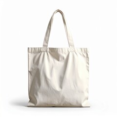 Simple Canvas Tote Bag with Handles on a White Background Offering Versatile Use for Shopping and Errands