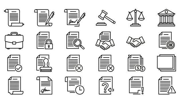 Collection of Law and Document Icons.