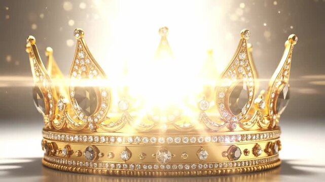 Elegant golden crown adorned with sparkling jewels, symbolizing royalty and power.