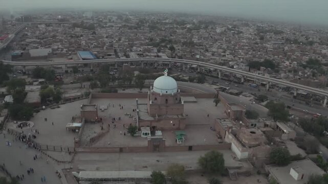 Aerial view of Tomb of Shah Ali Akbar in Multan city