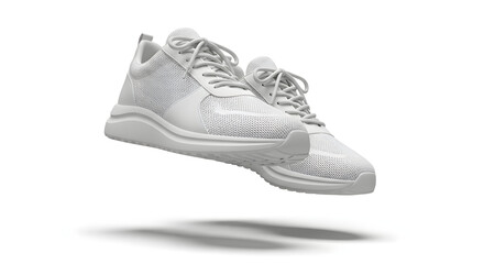 White Sneakers Floating in Air Isolated.