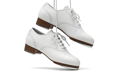 White Leather Shoes Hanging from Strings.