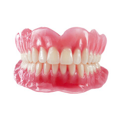Obraz premium Display of upper and lower dentures on a white background for dental education and awareness purposes