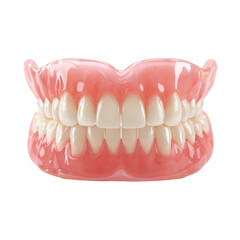 Obraz premium Model of upper and lower dentures displaying realistic teeth and gum structure for dental education or demonstration purposes