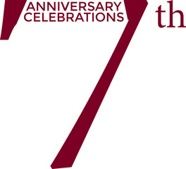 7th anniversary celebrations in red on a white background. Anniversary celebration with love, joy, and timeless memories shared together.