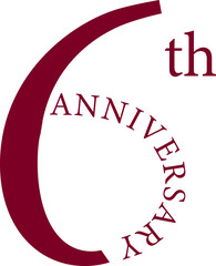 6th anniversary celebrations in red on a white background. Anniversary celebration with love, joy, and timeless memories shared together.