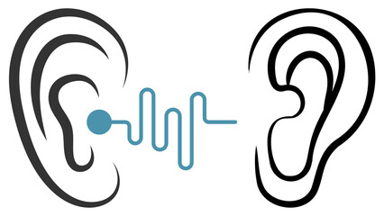 Obraz premium Two Ears and Sound Wave Icon untitled