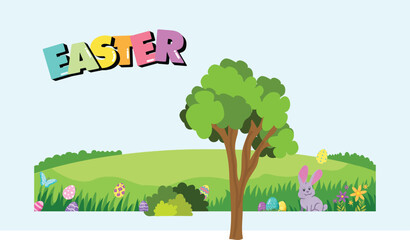 Math Easter Egg Counting Game Presentation in Pastel Animated Style, vector, cartoon, illustration, design, card, easter, baby, animal, set, rabbit, birthday, art, spring, flower, holiday, pattern, de