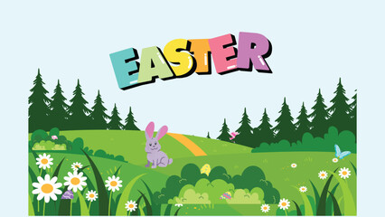 Math Easter Egg Counting Game Presentation in Pastel Animated Style, vector, cartoon, illustration, design, card, easter, baby, animal, set, rabbit, birthday, art, spring, flower, holiday, pattern, de