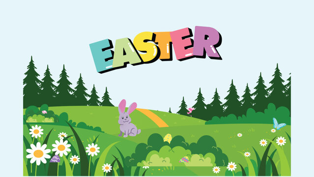 Math Easter Egg Counting Game Presentation in Pastel Animated Style, vector, cartoon, illustration, design, card, easter, baby, animal, set, rabbit, birthday, art, spring, flower, holiday, pattern, de