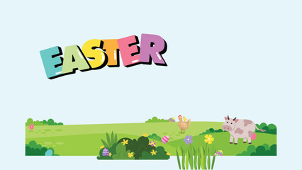 Math Easter Egg Counting Game Presentation in Pastel Animated Style, vector, cartoon, illustration, design, card, easter, baby, animal, set, rabbit, birthday, art, spring, flower, holiday, pattern, de