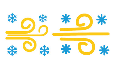 Blizzard wind icon with snowflakes vector illustration