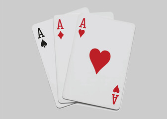 Obraz premium Playing cards three aces illustration concept of a strong winning poker hand design element for casino betting games
