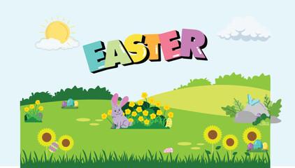 Math Easter Egg Counting Game Presentation in Pastel Animated Style, vector, cartoon, illustration, design, card, easter, baby, animal, set, rabbit, birthday, art, spring, flower, holiday, pattern, de