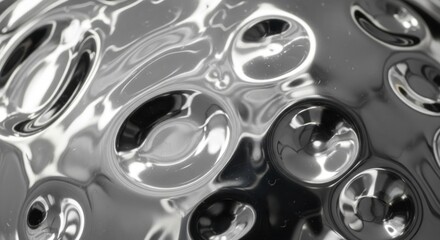 Abstract Chrome Metallic Surface with Wavy Reflexes and Shapes