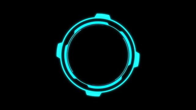 Abstract futuristic cyber circle futuristic HUD elements, technology glowing surface, cyan neon night scene, 4K