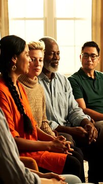 Diverse Group of People Engaged in a Support Group Discussion, Sharing Experiences and Listening Attentively.