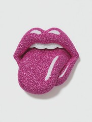 Glittering Lips Icon: A captivating close-up of vibrant pink lips, playfully sticking out its tongue and adorned with sparkling glitter. A bold and expressive symbol of personality and fun.