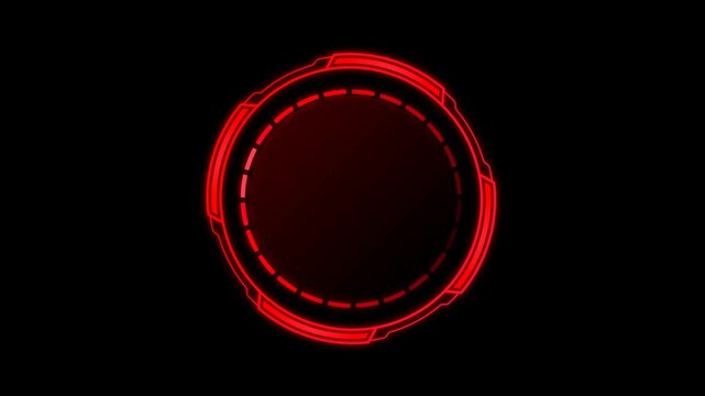 Abstract futuristic cyber circle futuristic HUD elements, technology glowing surface, red neon night scene, 4K