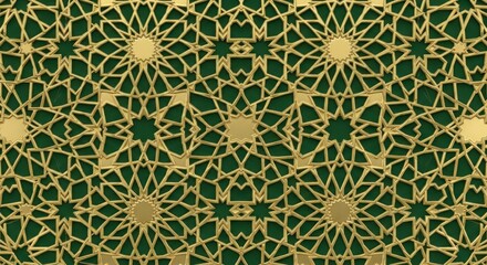 Intricate golden pattern on a green background.