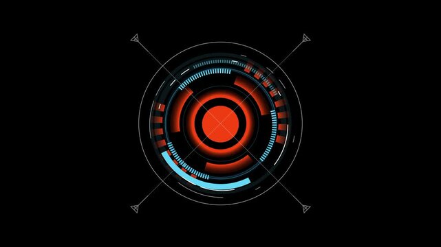 Dynamic high-tech circular HUD animation overlay template with glowing lines and futuristic interface design element