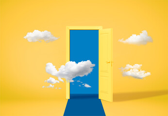 mixed media opened door montage