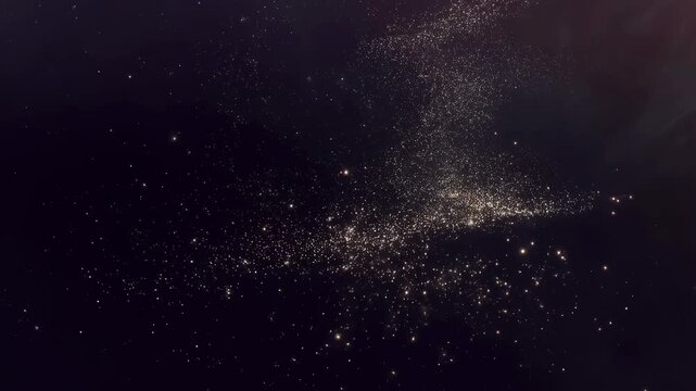 Abstract cosmic particles swirling in a dark space background. Represents the beauty and mystery of the universe, perfect for science and technology themes
