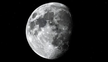 Fototapeta premium A detailed view of the moon showcasing its craters, details, and surface features against space