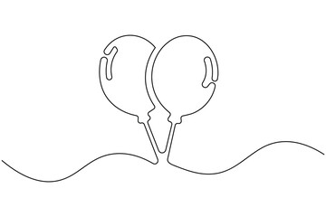 Obraz premium Balloon icon minimal one line sketch clean vector illustration 