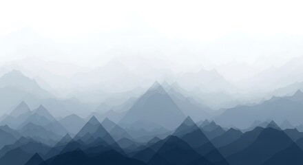 Layered misty mountain landscape silhouette background