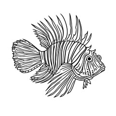 Majestic Marine Mystique: Lionfish's Slimy Grace | Clean, isolated vector art for creative projects.