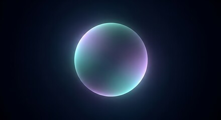 Glowing holographic sphere on dark space background