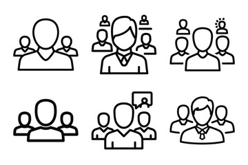 Minimalist Modern user collaboration activity outine icons set with editable stroke.
