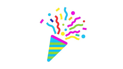 Colorful Confetti Explosion From Party Popper On Black Background