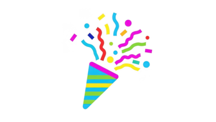 Colorful Confetti Explosion From Party Popper On Black Background