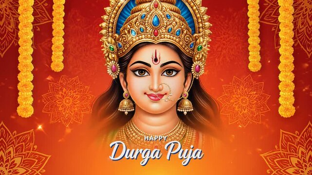 Happy Durga Puja festival Goddess Durga illustration