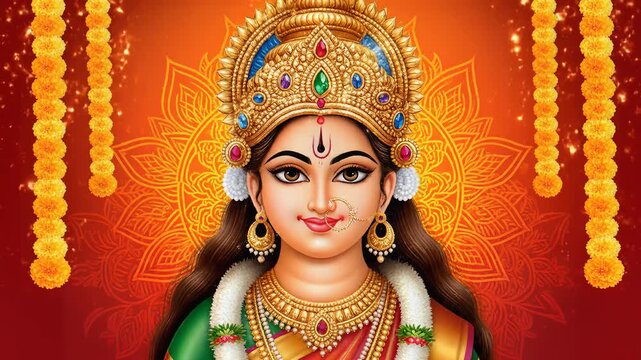 Divine Goddess Durga Maa Hindu Devi Religion Background Art