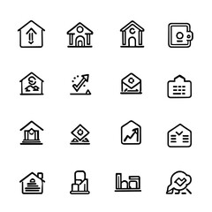 Real Estate and Finance Outline Icon Set for UI and Web
