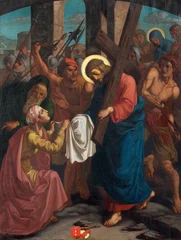 Fotobehang Jezus Christus Luzern - The painting Jesus clothes are taken away as part of Cross way stations in the church Franziskanerkirche from 19. cent.  © Renáta Sedmáková