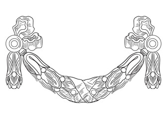 Engraved ornate baroque symmetrical wreath vector illustration