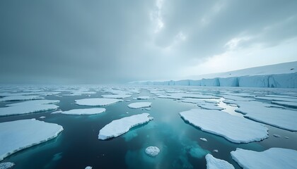 Schmelzendes Polarmeer mit Eisplatten
