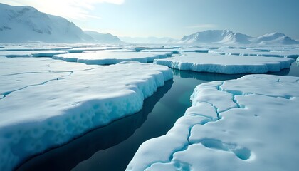 Schmelzendes Polarmeer mit Eisplatten

