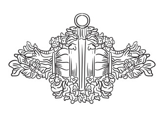 Symmetrical vintage engraved design element vector illustration