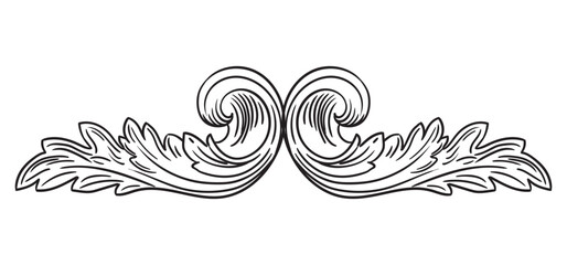 Symmetric hand drawing baroque ornament vector illustration