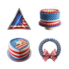 Fototapeta premium Patriotic cakes and wreath with american flag theme