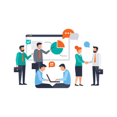 Obraz premium Business team collaboration, analyzing chart, meeting, handshake, teamwork concept