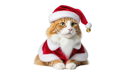 Cute cat dressed as Santa Claus for Christmas.