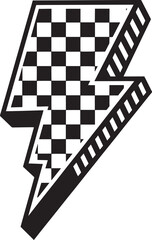 Checkered Lightning Bolt Vector Icon